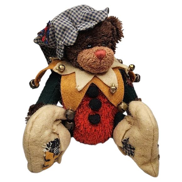 Ganz Cottage Collectibles Jester Teddy Bear Christmas Jolly Vintage Clown - Picture 1 of 9
